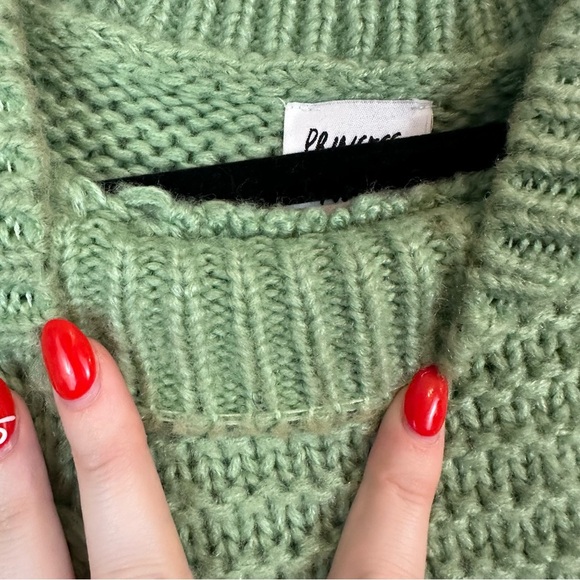 Princess Polly | Light Green Chunky Cable Knit Oversized Pullover Sweater M/L - Picture 2 of 6